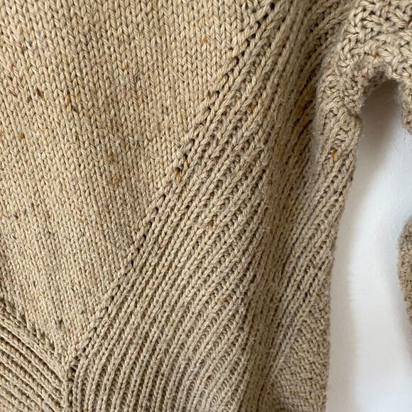 Wildfox Weekday Fuzzy Chunky Knit Design Oatmeal Tan Boxy Sweater Jumper S - Picture 8 of 10